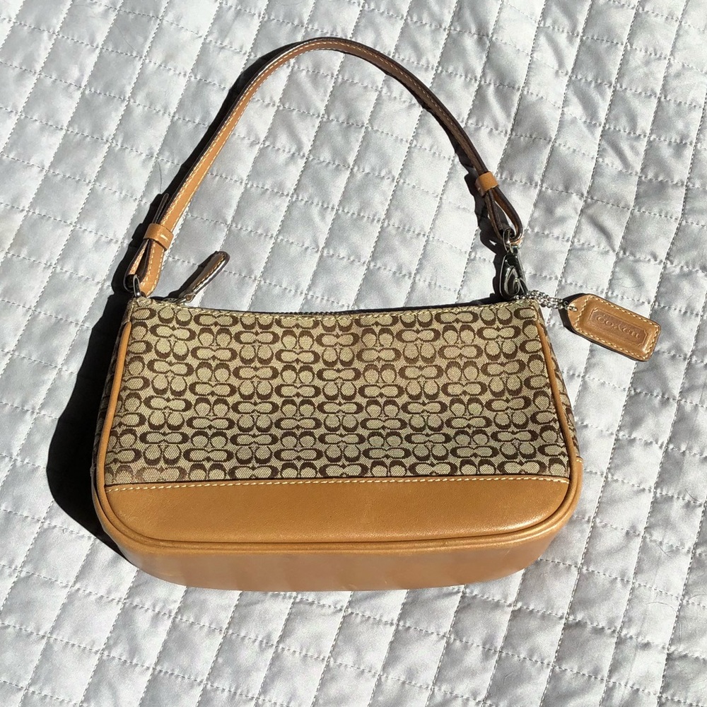 Coach leather and material pochette
